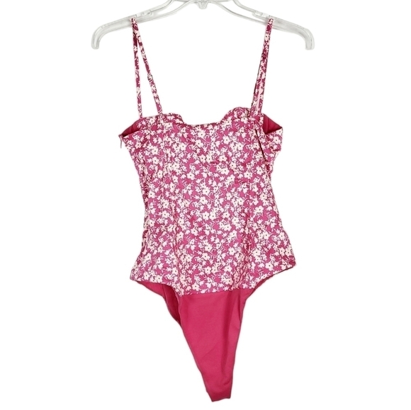 ZARA printed floral corset bodysuit NWT barbie barbiecore valentine's day - Picture 2 of 8